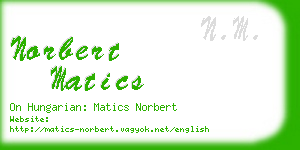 norbert matics business card